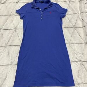Ralph Lauren Polo Shirt Dress Purple Short Sleeve Pony Logo Preppy Size M Vtg